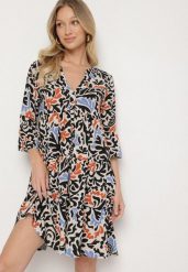 Czarno-Beżowa Wiskozowa Rozkloszowana Sukienka z Abstrakcyjnym Wzorem Liracalia. Czarne sukienki Born2be, na co dzień, l, bez wzorów, z tkaniny, eleganckie, bez kołnierzyka, bez ramiączek, mini, rozkloszowane. W wyprzedaży za 93.49 zł.