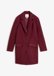 Płaszcz typu blazer z wełny walcowanej. Szare płaszcze bonprix, bez wzorów, z wełny, eleganckie, bez kaptura. Za 429.99 zł.