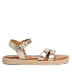 Sandały Tamaris. Żółte sandały Tamaris, bez wzorów, bez obcasa, na płaskiej podeszwie, bez zapięcia. Za 239.99 zł.