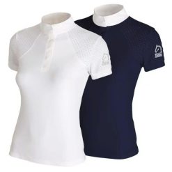 Kurtka jeździecka z mikroperforowanymi wstawkami dla kobiet Tattini. Niebieskie kurtki TATTINI, l, bez wzorów, z materiału, eleganckie, bez kaptura. Za 374.00 zł.