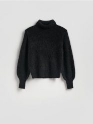 Sweter z moherem - czarny. Czarne swetry Reserved, l, bez wzorów, z dzianiny, bez ramiączek. Za 399.99 zł.