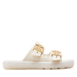 Klapki Tory Burch. Białe klapki Tory Burch, bez wzorów, bez obcasa, bez zapięcia. Za 999.99 zł.