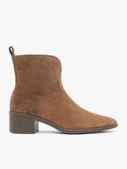 Brązowe botki kowbojki. Brązowe botki Ryłko, bez wzorów, ze skóry, eleganckie, bez obcasa, na obcasie, bez zapięcia. Za 449.99 zł.