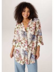 Aniston Bluzka w kolorze różowo-kremowo-błękitnym rozmiar: 54. Brązowe bluzki Aniston, bez wzorów, z wiskozy, bez kołnierzyka, bez ramiączek. Za 173.99 zł.