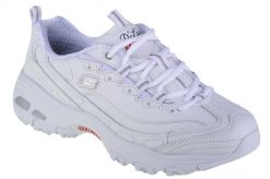 Buty sportowe Sneakersy damskie, Skechers D'Lites-Fresh Start. Białe buty treningowe Skechers, bez wzorów, z materiału, przed kostkę, bez zapięcia, trekkingowe. Za 299.99 zł.
