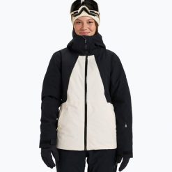 Kurtka snowboardowa damska ROXY Wild Twist. Czarne kurtki narciarskie Roxy, na zimę, l, bez wzorów, z materiału, bez kaptura, snowboardowy, primaloft. Za 1,129.00 zł.