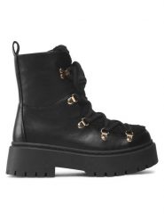 DeeZee Trapery H040303-01 Czarny. Czarne traperki DeeZee, bez wzorów, ze skóry, bez obcasa, bez zapięcia. Za 199.99 zł.