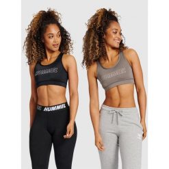 Zestaw 2 biustonoszy sportowych dla kobiet Hummel TE Tola. Czarne biustonosze sportowe Hummel, bez wzorów, z dżerseju, na fitness i siłownię. Za 220.00 zł.