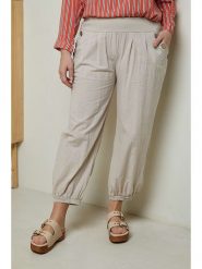 Curvy Lady Spodnie w kolorze beżowym rozmiar: 40/42. Brązowe spodnie materiałowe Curvy Lady, bez wzorów, z materiału, klasyczne, z standardowym stanem. Za 127.95 zł.