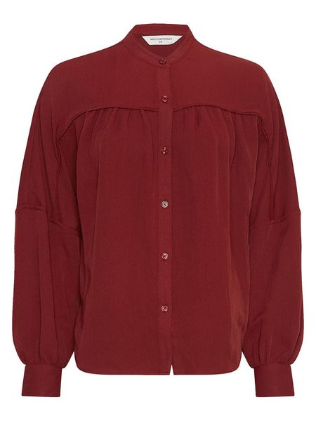 MOSS COPENHAGEN Bluzka "Madie" w kolorze bordowym rozmiar: L/XL. Czerwone bluzki Moss Copenhagen, l, bez wzorów, bez kołnierzyka, bez ramiączek. Za 161.73 zł.