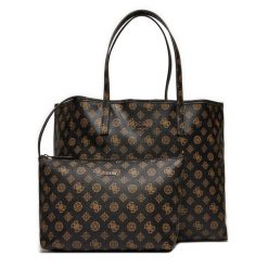Torebka Guess. Brązowe shopper bag Guess, z aplikacjami, bez dodatków. Za 569.99 zł.