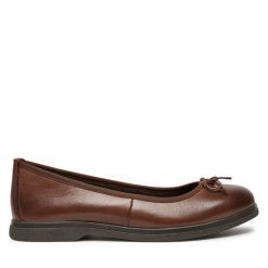 Baleriny Marco Tozzi. Brązowe baleriny Marco Tozzi, bez wzorów, bez obcasa, bez zapięcia. Za 259.99 zł.