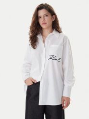 KARL LAGERFELD Koszula B1W11013 Biały Relaxed Fit. Białe koszule KARL LAGERFELD, bez wzorów, z bawełny, bez kołnierzyka, bez ramiączek. Za 849.99 zł.