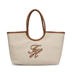 Torebka Tommy Hilfiger. Brązowe shopper bag Tommy Hilfiger, bez wzorów, bez dodatków. Za 849.99 zł.