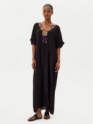 LOLA CASADEMUNT Sukienka letnia LS2516029 Czarny Relaxed Fit. Czarne sukienki LOLA CASADEMUNT, s, bez wzorów, z wiskozy, bez kołnierzyka, bez ramiączek. Za 319.99 zł.