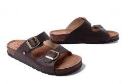 SOLO 171 brąz pull up, klapki damskie. Brązowe klapki Solo, bez wzorów, ze skóry, bez obcasa, bez zapięcia. Za 234.90 zł.