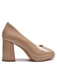 Clarks Czółenka Zoya85 Court 26176365 Beżowy. Brązowe czółenka Clarks, bez wzorów, z lakierowanej skóry, bez obcasa, bez zapięcia. Za 279.99 zł.
