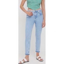 Pepe Jeans jeansy damskie high waist. Niebieskie jeansy Pepe Jeans, bez wzorów, z jeansu, z podwyższonym stanem. Za 379.99 zł.