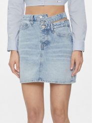 Tommy Jeans Spódnica jeansowa Mom Cut Out Wb Uh Skirt Ah7011 DW0DW17217 Niebieski Slim Fit. Niebieskie spódnice Tommy Jeans, bez wzorów, z bawełny. Za 219.99 zł.