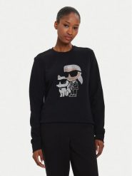 KARL LAGERFELD Bluza 245W1812 Czarny Regular Fit. Czarne bluzy KARL LAGERFELD, xs, bez wzorów, z bawełny, bez kaptura. Za 849.99 zł.