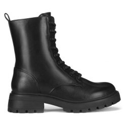Botki JENNY. Czarne botki Jenny, bez wzorów, bez obcasa, na płaskiej podeszwie, bez zapięcia. Za 169.99 zł.