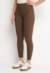 Brązowe Dopasowane Spodnie z Wysokim Stanem Kolaritia. Brązowe jeansy Born2be, m, bez wzorów, z jeansu, eleganckie, z podwyższonym stanem. W wyprzedaży za 38.24 zł.