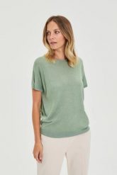 Wiskozowy sweter oliwkowy. Zielone swetry MOODO, l, bez wzorów, z wiskozy, bez ramiączek. Za 99.99 zł.