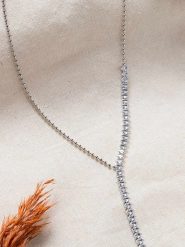 Lodie Silver Posrebrzany naszyjnik z cyrkoniami - dł. 45 cm rozmiar: onesize. Szare naszyjniki Lodie Silver, z materiału, z cyrkonią, metalowe. Za 82.99 zł.