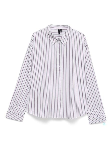 Vero Moda Koszula w kolorze biało-fioletowym rozmiar: S. Białe koszule Vero Moda, s, bez wzorów, z bawełny, bez kołnierzyka, bez ramiączek. Za 114.95 zł.
