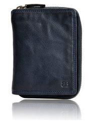 Bellicci Skórzany portfel "Greta" w kolorze granatowym - 9,5 x 13 x 3 cm rozmiar: onesize. Niebieskie portfele Bellicci, bez wzorów, z materiału. Za 100.04 zł.