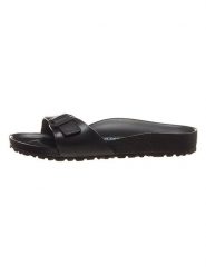 Birkenstock Klapki "Madrid" w kolorze czarnym rozmiar: 41. Czarne klapki Birkenstock, bez wzorów, klasyczne, z otwartym noskiem, bez obcasa, bez zapięcia. Za 152.62 zł.