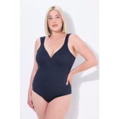 Damski Strój kąpielowy żakard w panterkę miękkie miseczki. Niebieskie stroje jednoczęściowe Ulla Popken, bez wzorów, z elastanu, sportowe. Za 294.99 zł.