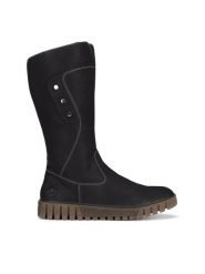 Rieker Kozaki Y3466-00 Czarny. Czarne kozaki Rieker, bez wzorów, z materiału, bez obcasa, na płaskiej podeszwie, bez zapięcia. Za 272.99 zł.