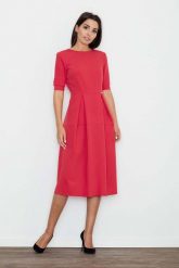 Czerwona Sukienka Elegancka Wizytowa Midi. Czerwone sukienki Figl, do pracy, l, bez wzorów, z materiału, biznesowe, bez kołnierzyka, bez ramiączek, midi. Za 289.00 zł.