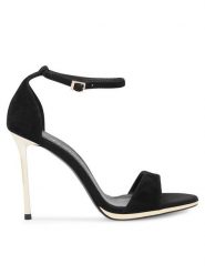 Eva Minge Sandały JEANNETTE-2513-1-1 Czarny. Czarne sandały Eva Minge, bez wzorów, ze skóry, bez obcasa, na szpilce, bez zapięcia. Za 299.99 zł.