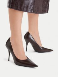 Eva Minge Szpilki EO-LT6157-1-4 Brązowy ciemny. Brązowe szpilki Eva Minge, bez wzorów, ze skóry, bez obcasa, na szpilce, bez zapięcia. Za 379.99 zł.