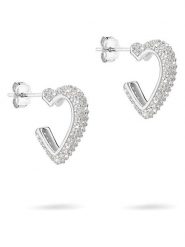 Tamaris Srebrne kolczyki-półkreole z cyrkoniami rozmiar: onesize. Szare kolczyki Tamaris, z cyrkonią, srebrne. Za 148.95 zł.