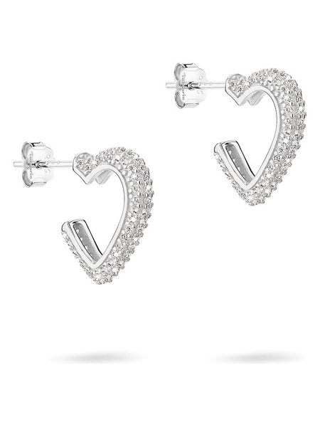 Tamaris Srebrne kolczyki-półkreole z cyrkoniami rozmiar: onesize. Szare kolczyki Tamaris, z cyrkonią, srebrne. Za 148.95 zł.