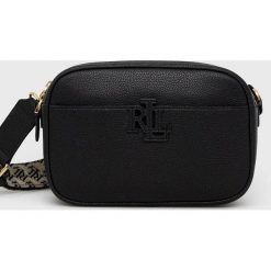 Lauren Ralph Lauren torebka skórzana kolor czarny. Czarne listonoszki Lauren Ralph Lauren, bez wzorów, na ramię, bez dodatków. Za 1,339.90 zł.