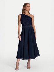 Swing Sukienka koktajlowa 5AI01500 Granatowy Regular Fit. Niebieskie sukienki Swing, bez wzorów, z syntetyku, wizytowe, bez kołnierzyka, bez ramiączek. Za 649.99 zł.
