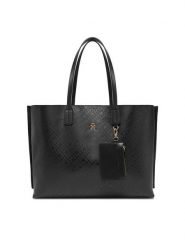 Tommy Hilfiger Torebka Th Distinct Tote Mono AW0AW17195 Czarny. Czarne torebki klasyczne Tommy Hilfiger, bez wzorów, ze skóry, bez dodatków. Za 479.99 zł.