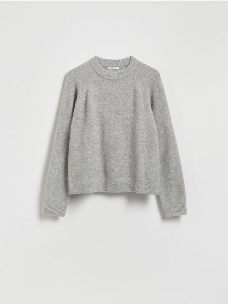 Sweter z domieszką wełny - jasnoszary. Szare swetry Reserved, l, bez wzorów, z dzianiny, bez ramiączek. Za 109.99 zł.