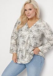 Biało-Czarna Bluzka z Wiskozą w Abstrakcyjny Print Silzia. Czarne bluzki Born2be, plus size, bez wzorów, z wiskozy, bez kołnierzyka, plus size, bez ramiączek. W wyprzedaży za 63.74 zł.