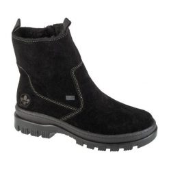 Buty Rieker Booties X8250-00 czarne. Czarne botki bez wzorów, z gumy, eleganckie, bez obcasa, bez zapięcia. Za 614.83 zł.