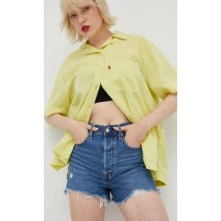 Levi's koszula lniana damska kolor zielony relaxed z kołnierzykiem klasycznym. Zielone koszule Levi's, l, bez wzorów, klasyczne, bez kołnierzyka, bez ramiączek. W wyprzedaży za 209.99 zł.