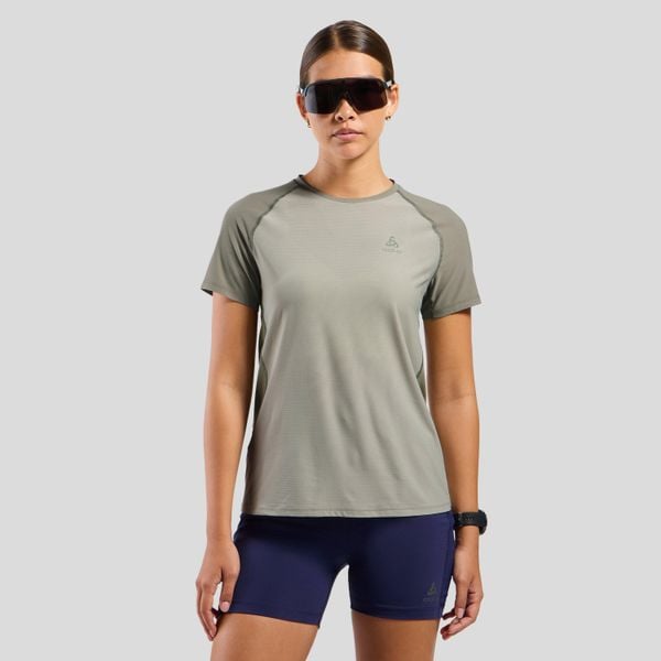 Koszulka do biegania damska Odlo X-Alp Trail T-Shirt Crew Neck S/S. Brązowe t-shirty ODLO, m, bez wzorów, sportowe, bez kołnierzyka, bez ramiączek. Za 230.99 zł.