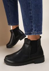 Czarne Botki Hillridge. Czarne botki Renee, bez wzorów, eleganckie, za kostkę, bez obcasa, na płaskiej podeszwie, bez zapięcia. W wyprzedaży za 48.99 zł.