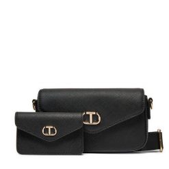 Torebka TWINSET. Czarne listonoszki Twinset, bez wzorów, bez dodatków. Za 439.99 zł.