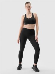 4F Legginsy treningowe z materiału z recyklingu damskie - czarne XS. Czarne legginsy 4f, bez wzorów, z dzianiny, sportowe. W wyprzedaży za 59.99 zł.