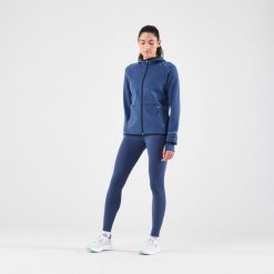 Legginsy do biegania damskie Kiprun Run 500 Warm ocieplane. Czarne legginsy KIPRUN, bez wzorów, z elastanu, sportowe. Za 139.99 zł.